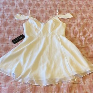 Azazie Cream Mini Dress